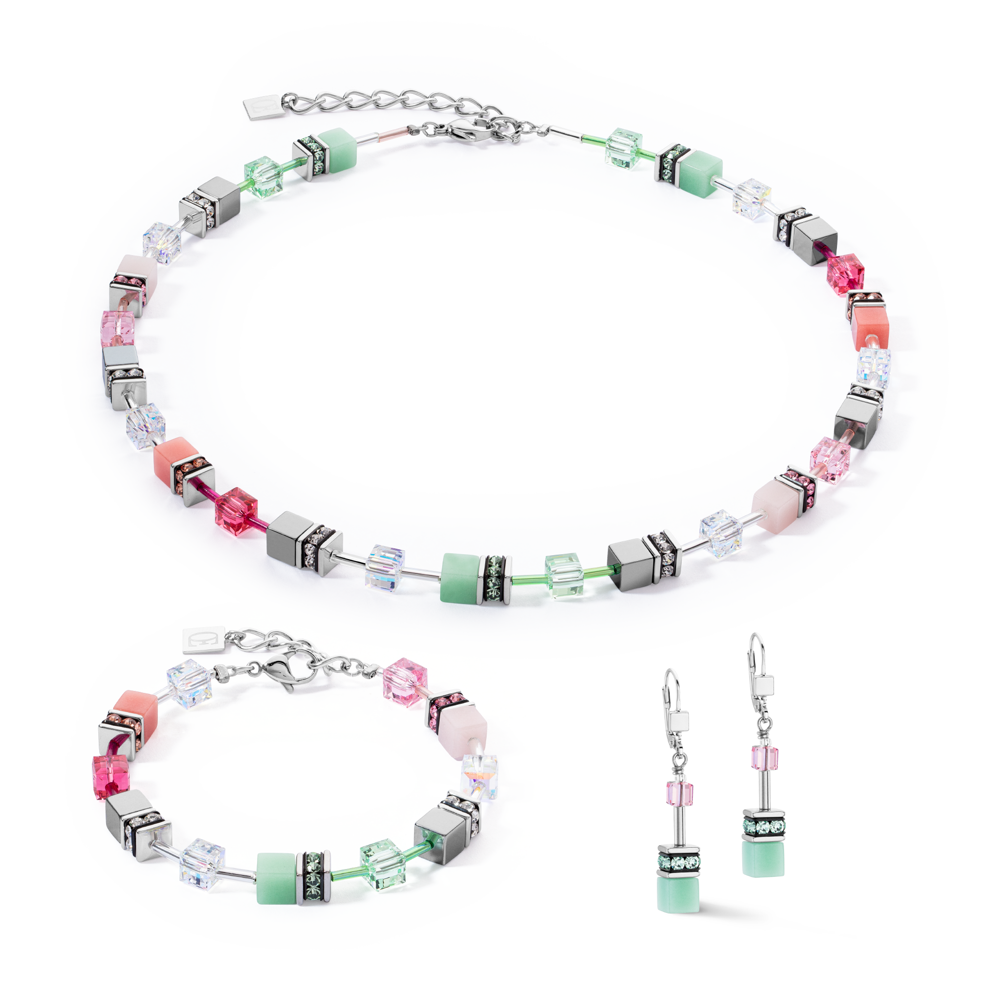 GeoCUBE® Iconic necklace green-pink