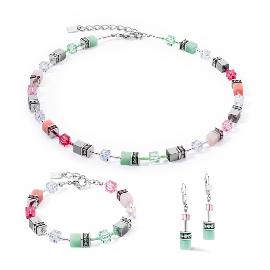 GeoCUBE® Iconic necklace green-pink