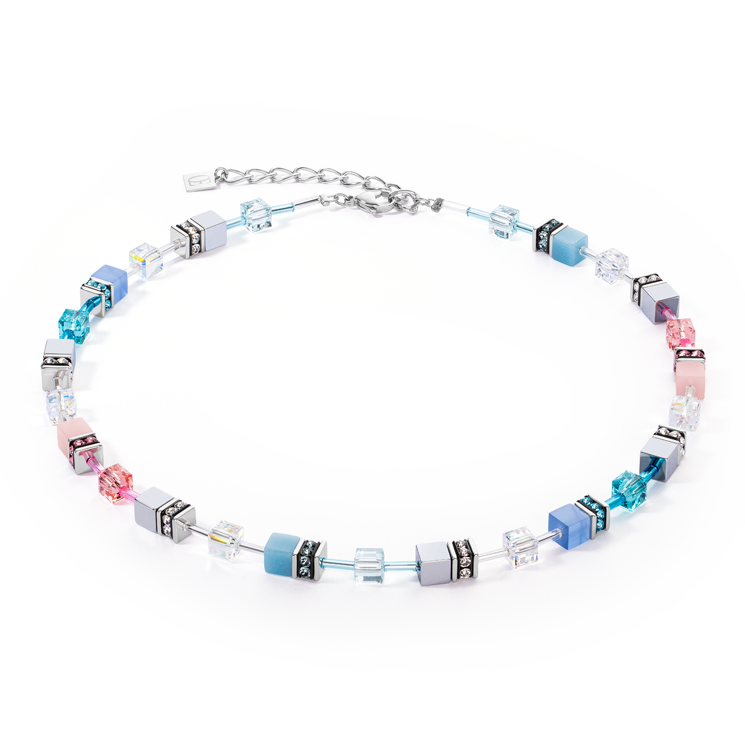 GeoCUBE® Iconic necklace blue-pink