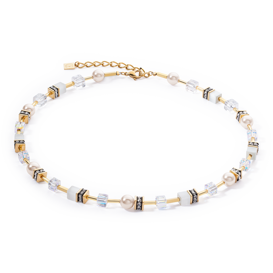 GeoCUBE® Iconic Pearl Mix necklace gold-white