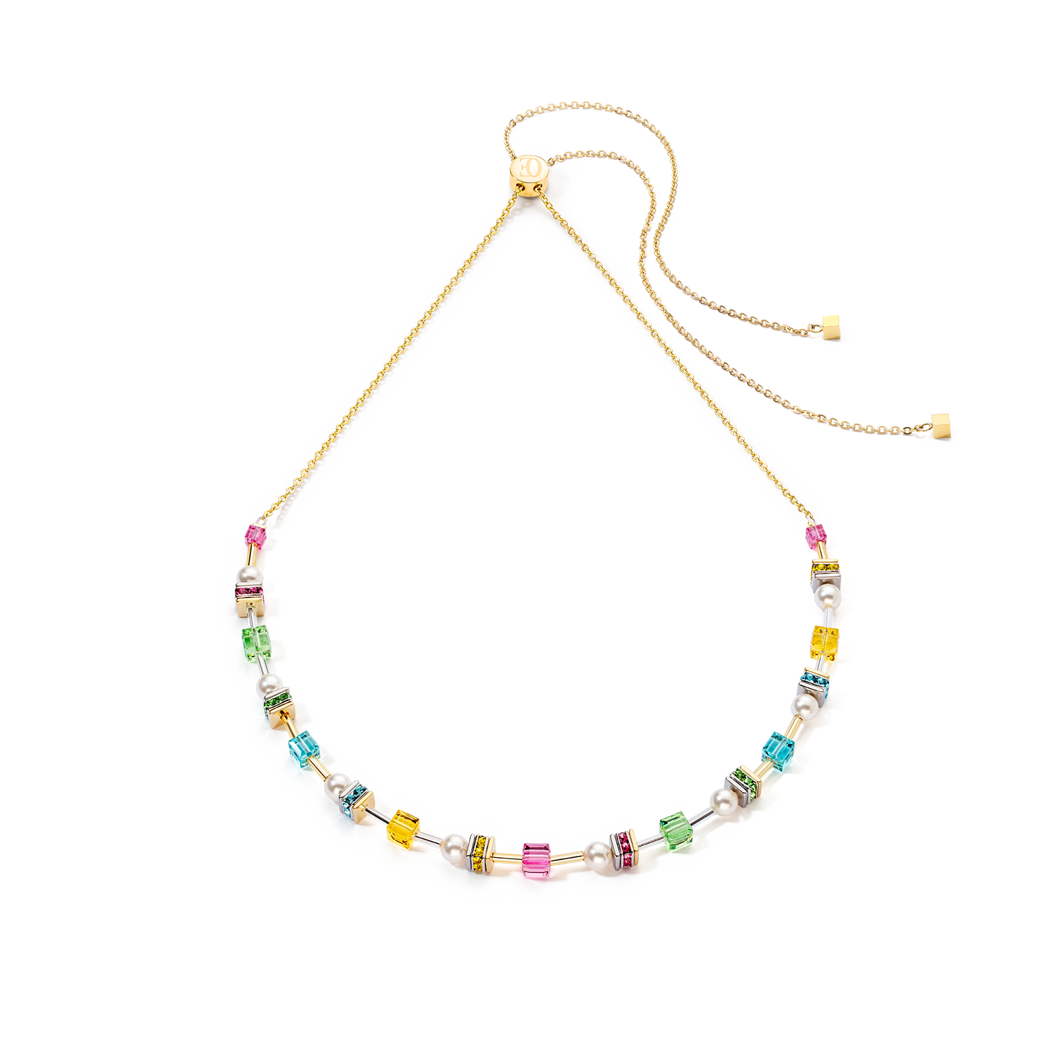 Joyful Cubes & Pearls necklace multicolour