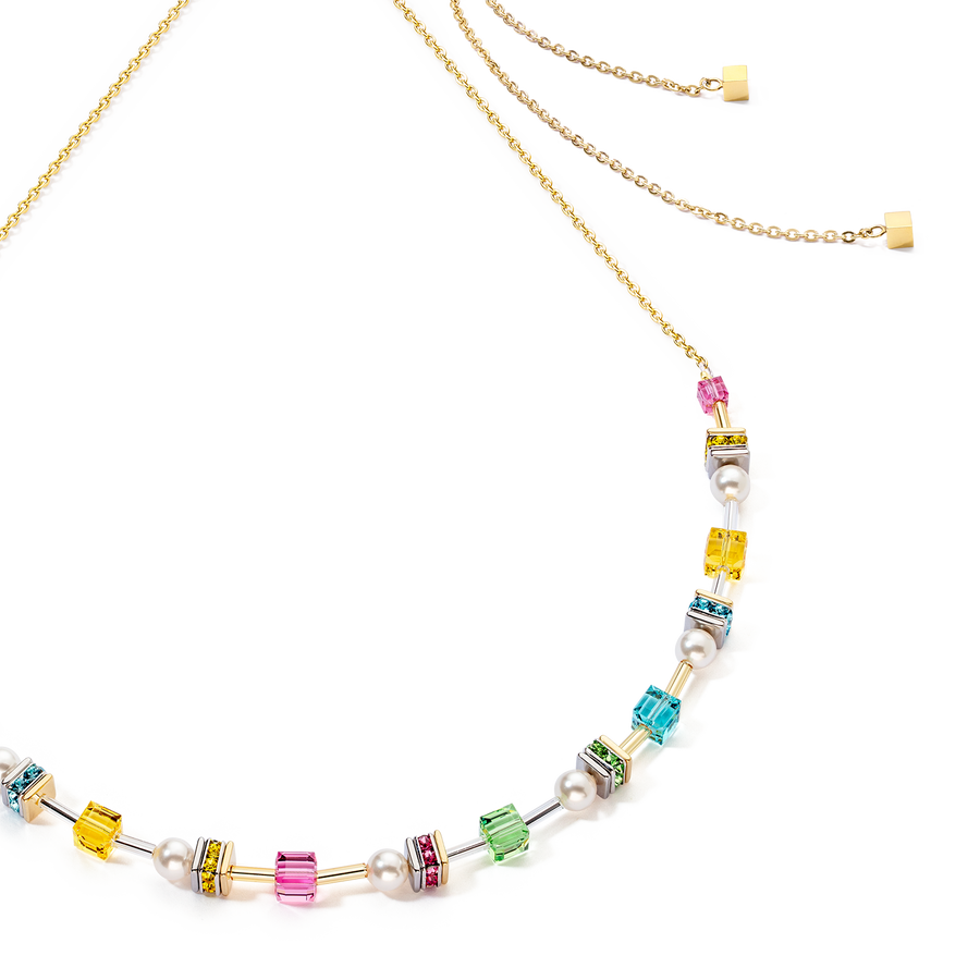 Joyful Cubes & Pearls necklace multicolour