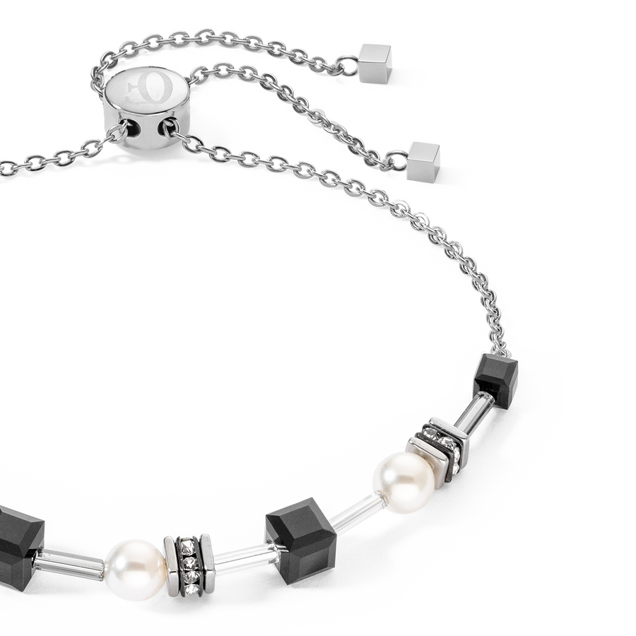 Bracelet Mysterious Cubes & Pearls silver-black