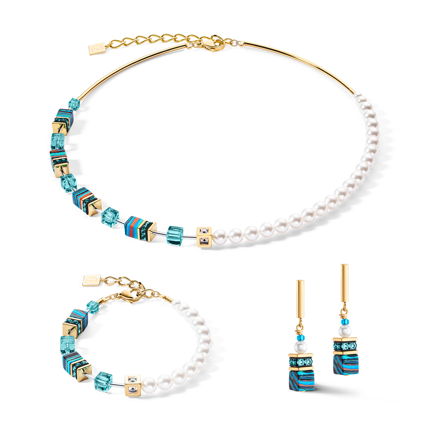 GeoCUBE® Fusion Festive earrings turquoise