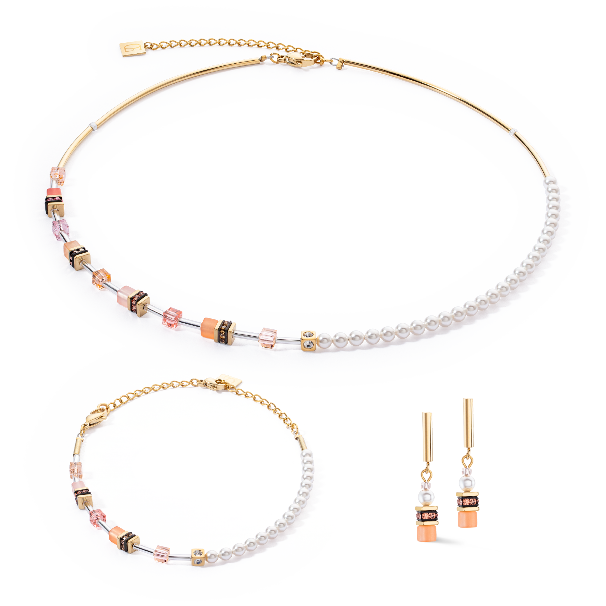 GeoCUBE® Mini Fusion Pearls Necklace Apricot Crush