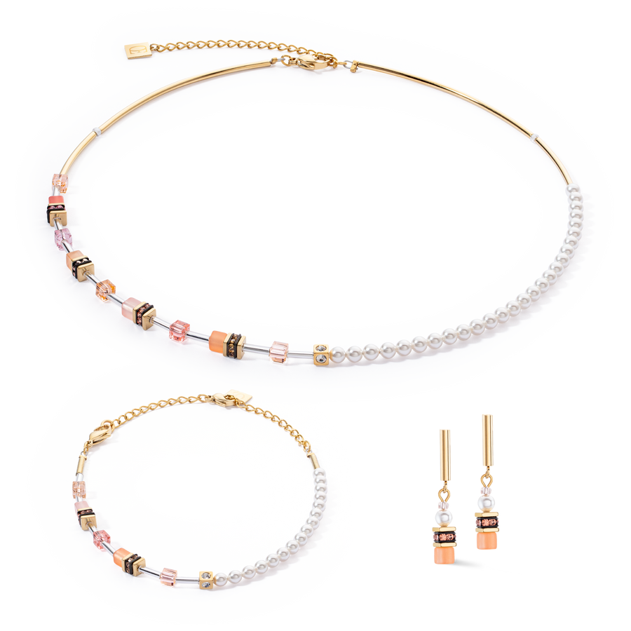 GeoCUBE® Mini Fusion Pearls Necklace Apricot Crush