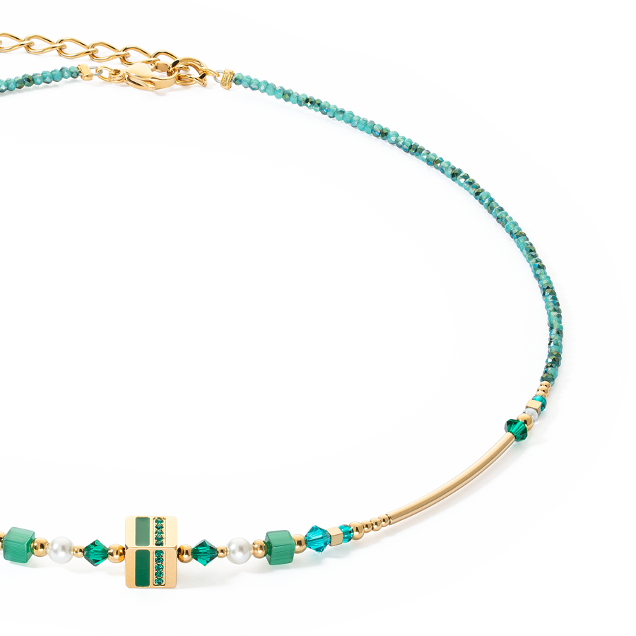 Necklace Square Stripes gold-green