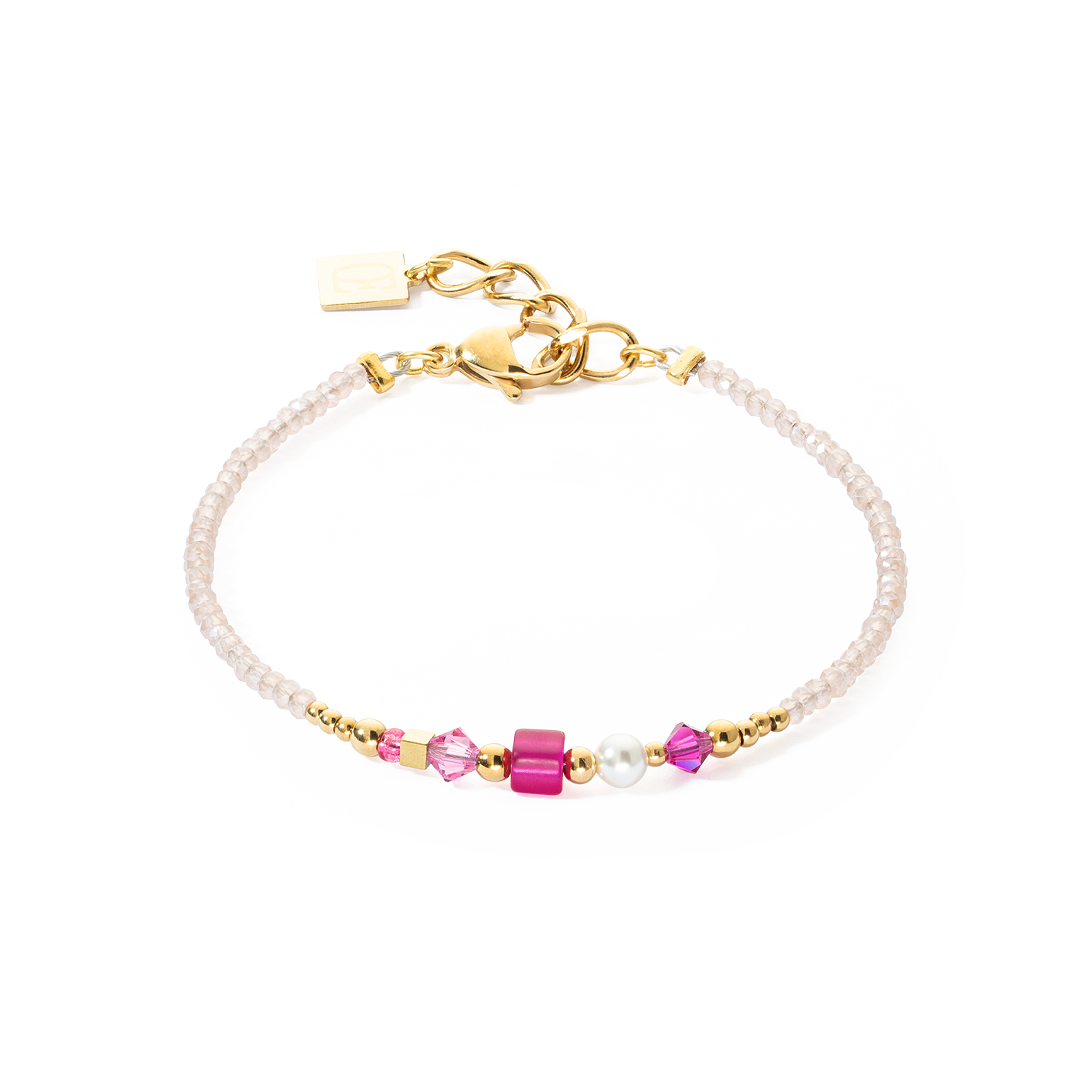 Bracelet Square Stripes gold-magenta