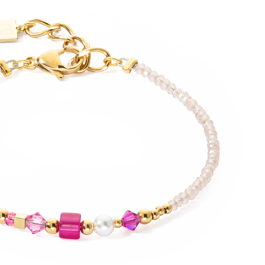 Bracelet Square Stripes gold-magenta