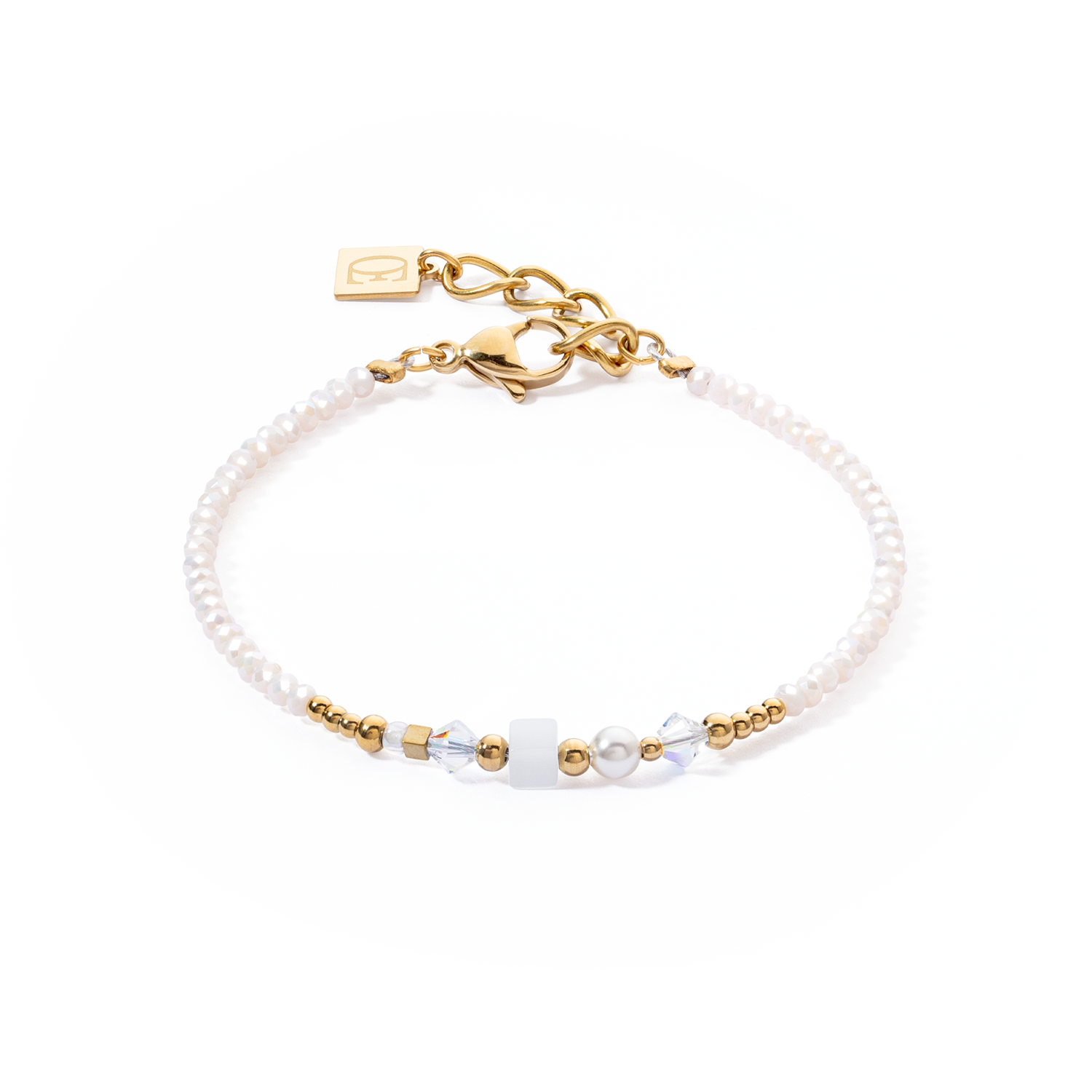 Bracelet Square Stripes gold-white