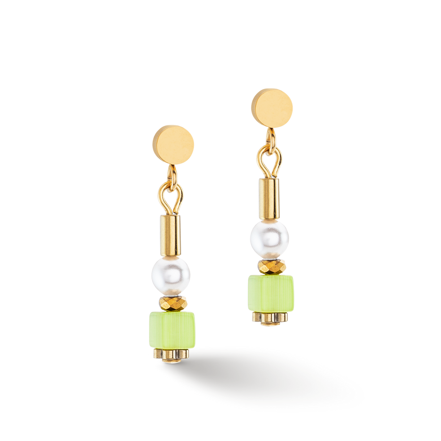 Earrings Mini Cubes & Pearls Mix gold-rainbow