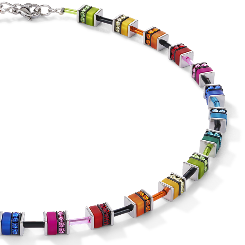 GeoCUBE® Necklace classic polaris & rhinestone multicolour