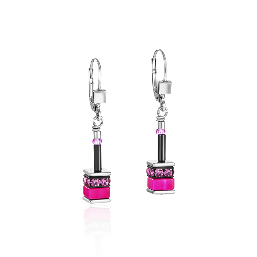 GeoCUBE® Earrings classic polaris & rhinestone multicolour