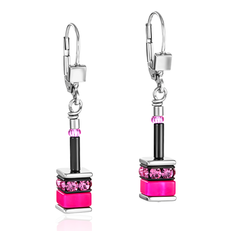 GeoCUBE® Earrings classic polaris & rhinestone multicolour