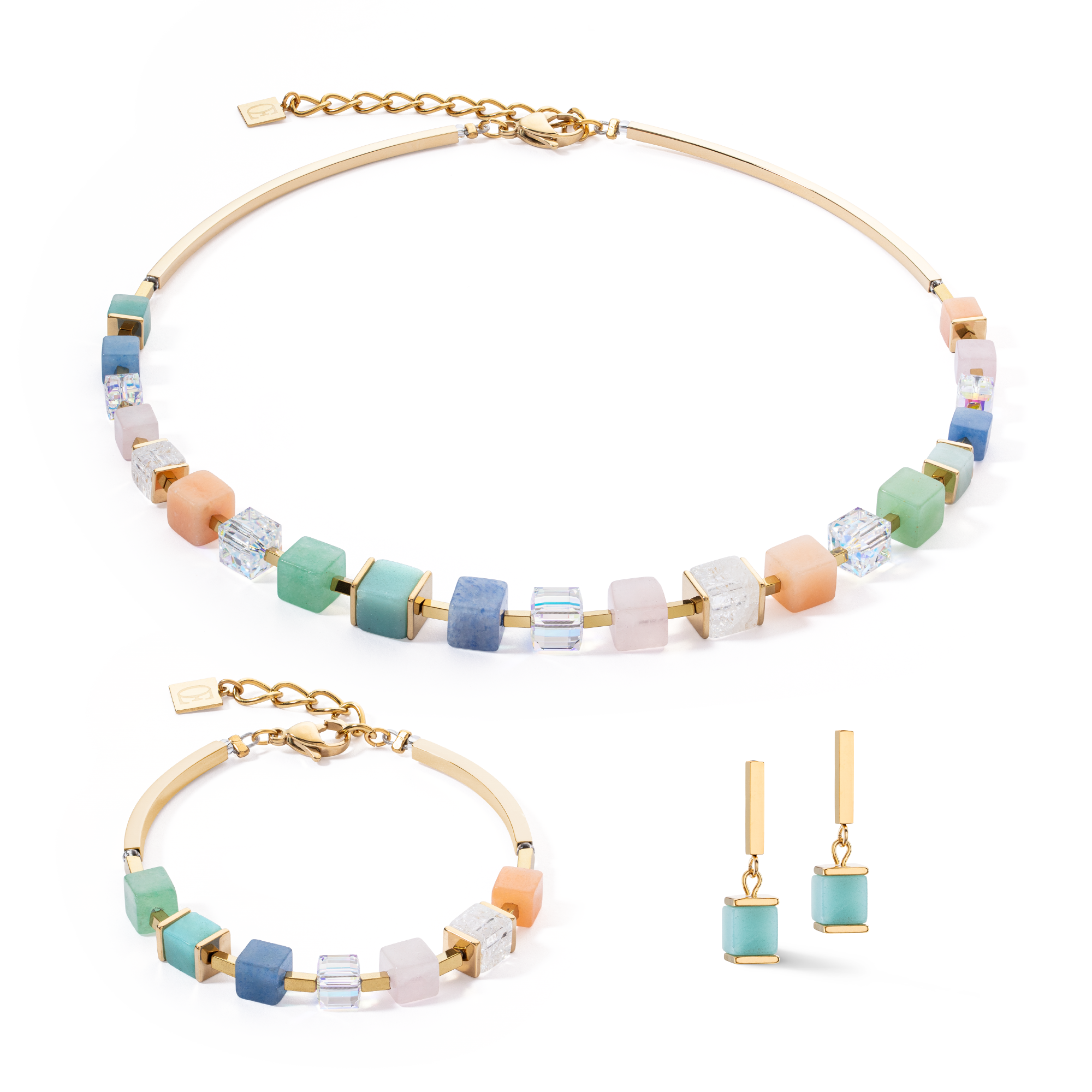 Necklace Precious Statement Cubes multicolour-gentle