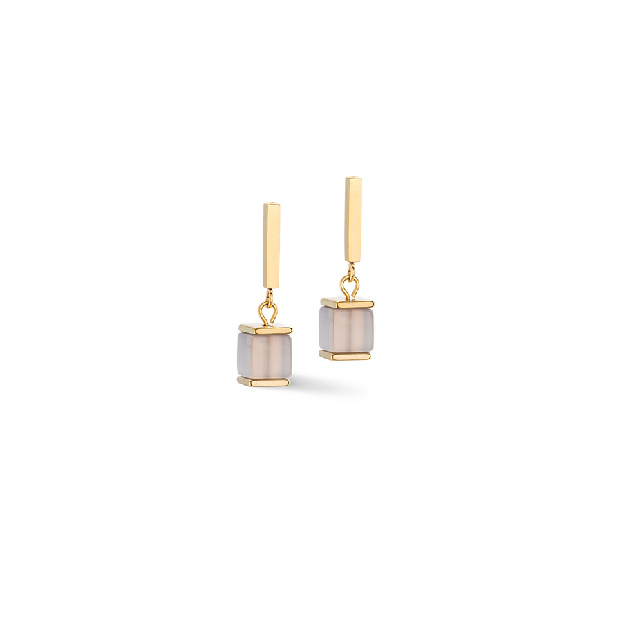 Earrings Precious Statement Cubes grey-peach