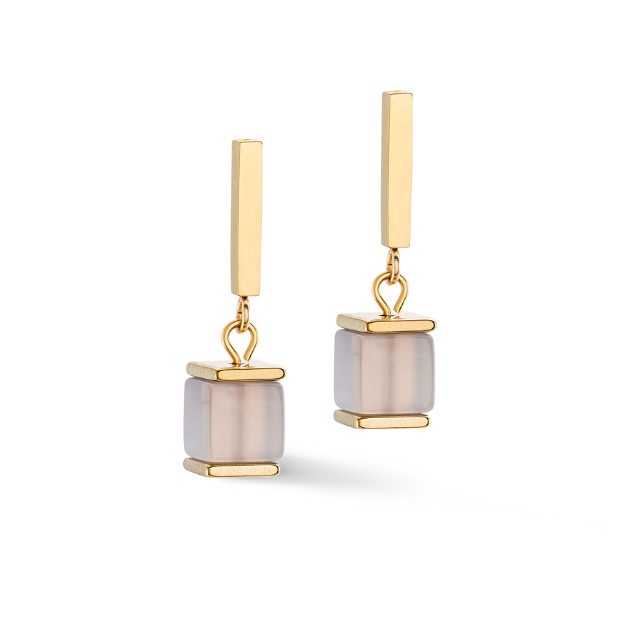 Earrings Precious Statement Cubes grey-peach