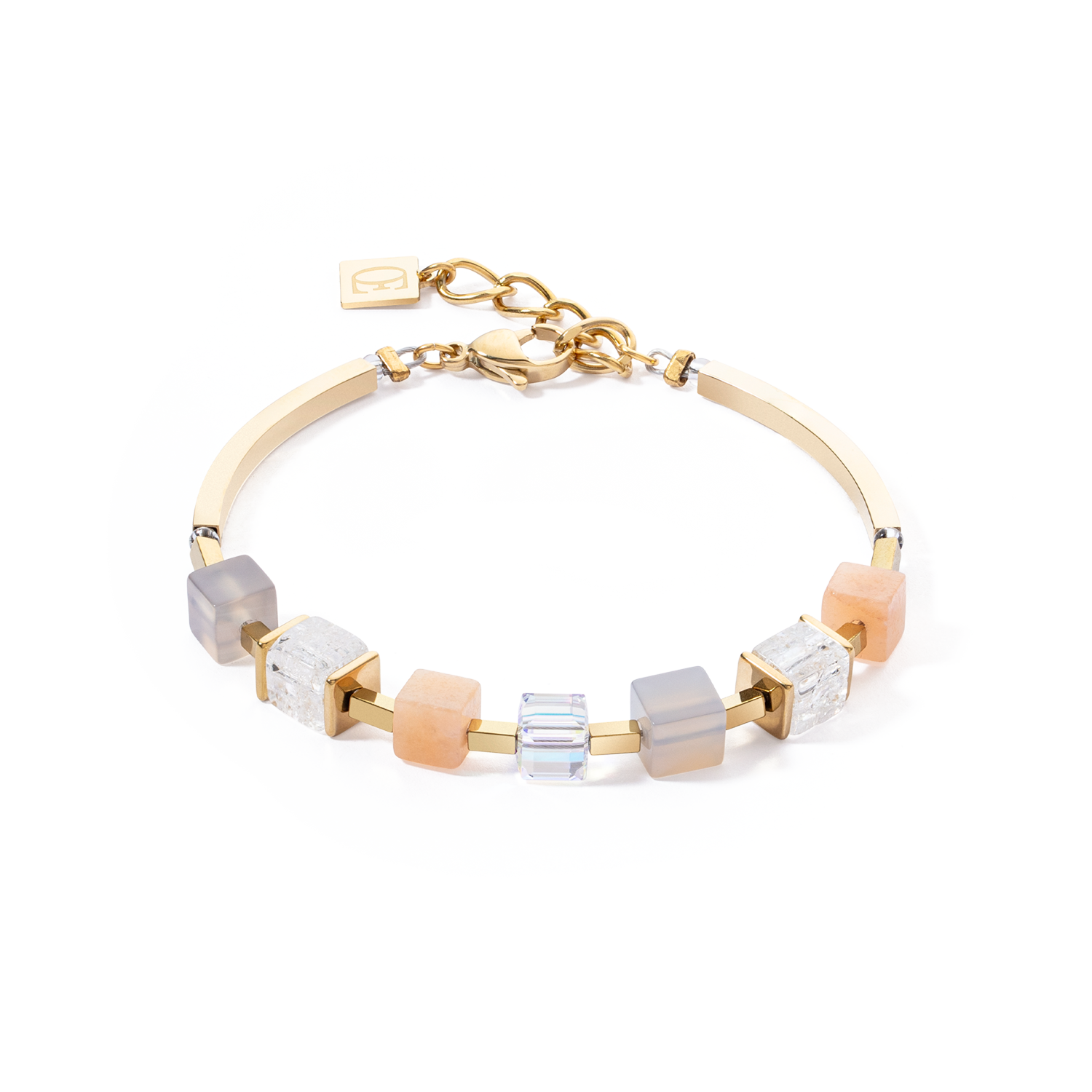 Bracelet Precious Statement Cubes grey-peach