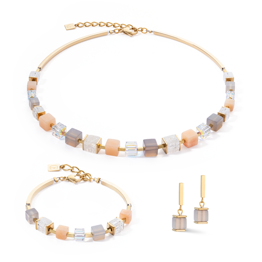 Bracelet Precious Statement Cubes grey-peach