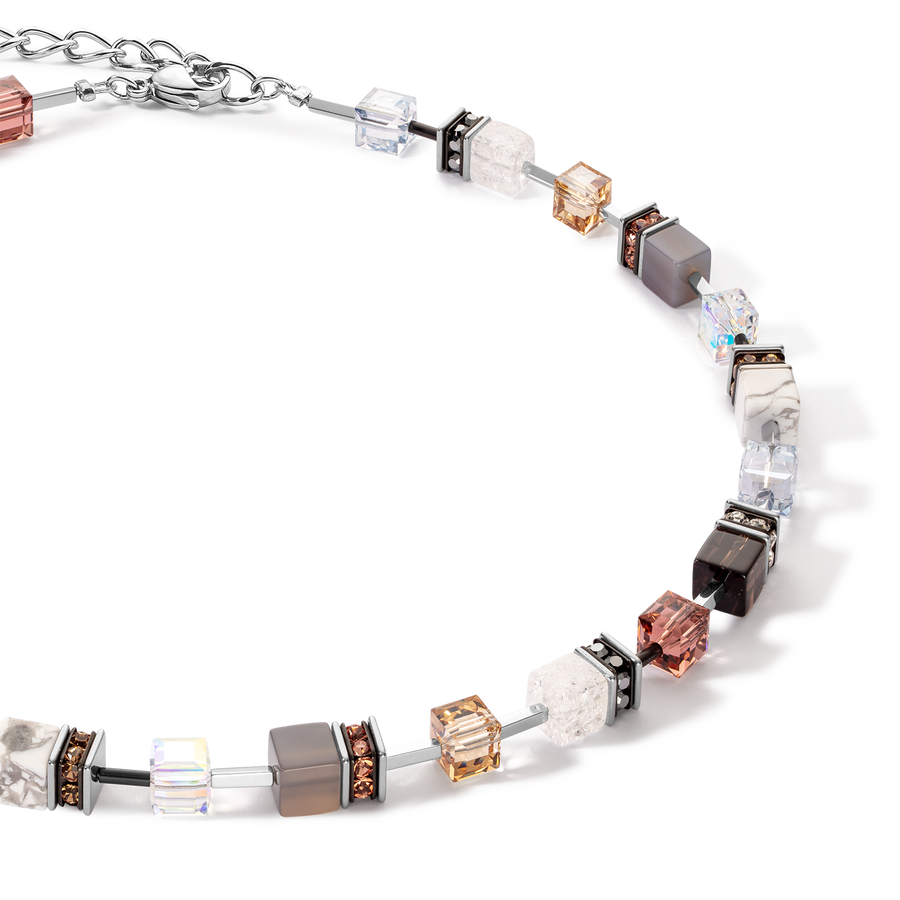 GeoCUBE® Iconic Statement Precious necklace cognac-beige