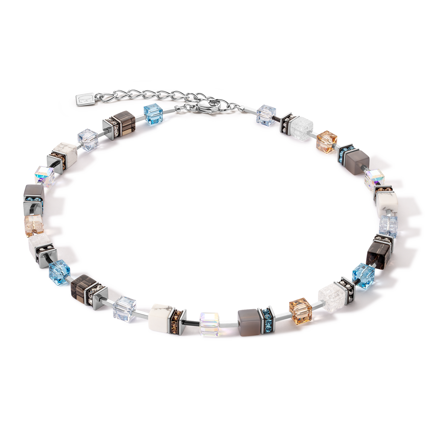 GeoCUBE® Iconic Statement Precious necklace aqua-beige