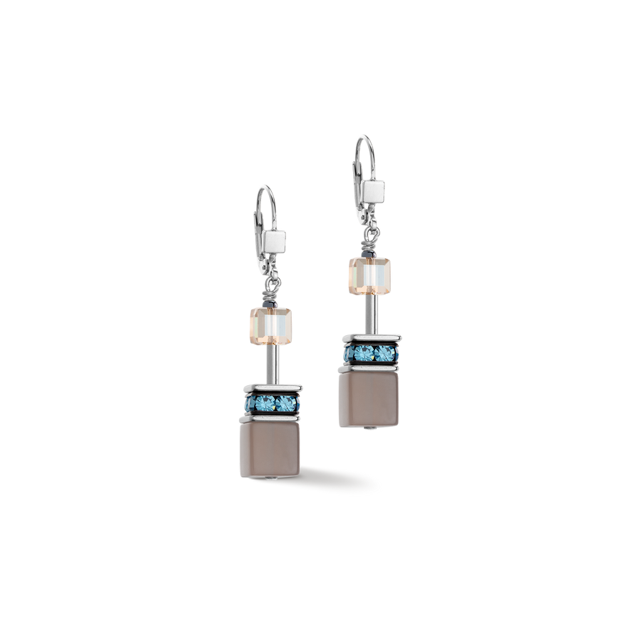 GeoCUBE® Iconic Statement Precious earrings aqua-beige