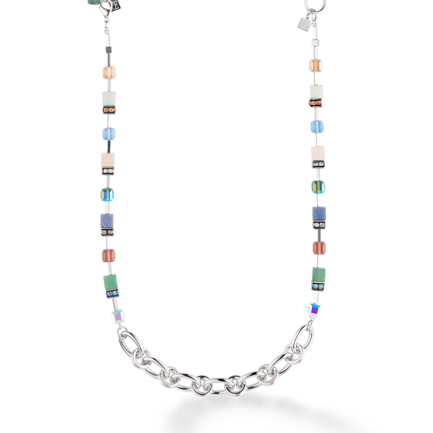 Necklace GeoCUBE® Statement Precious Chunky Chain Multiwear 35 multicolour