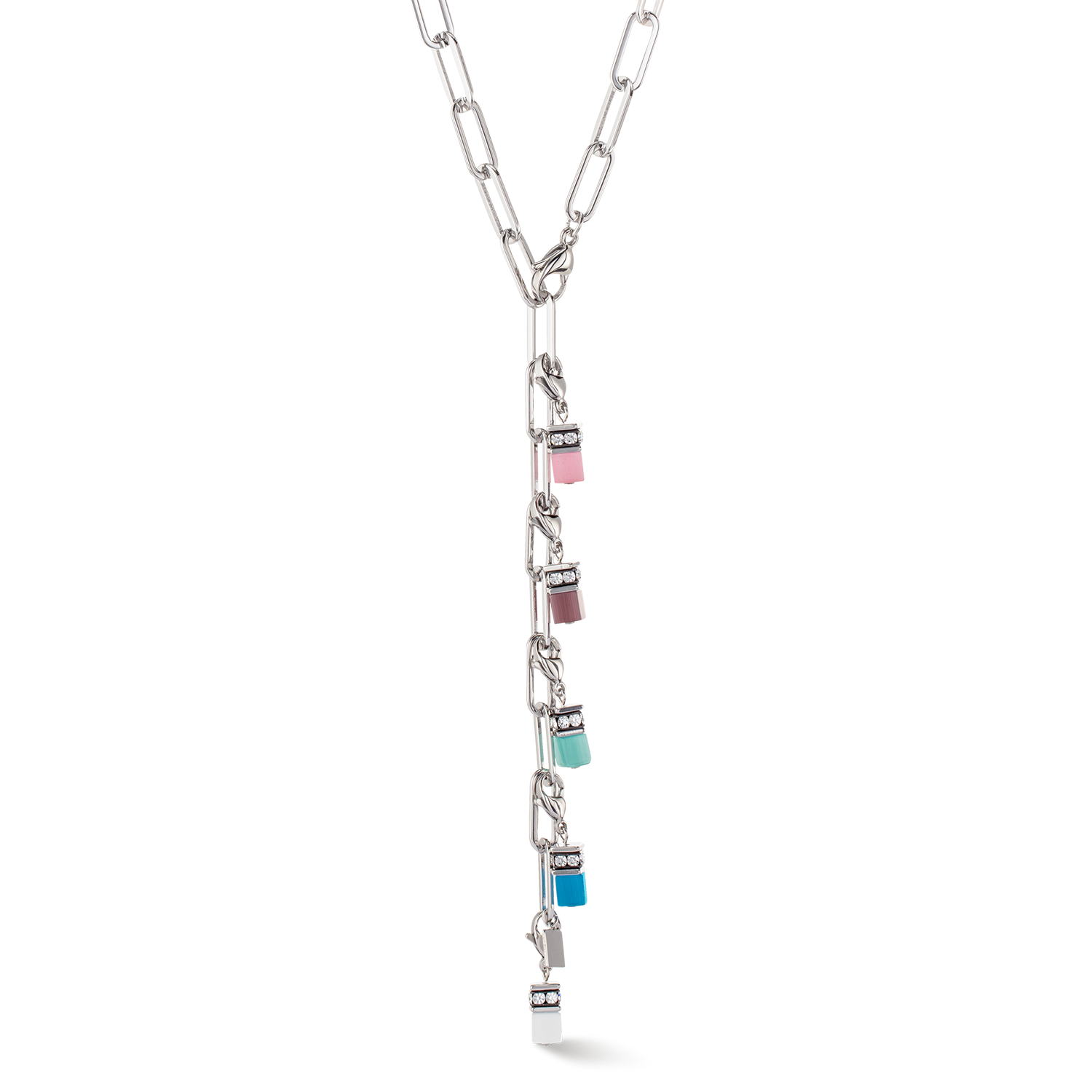 Happy Iconic Cube charm necklace silver pastel