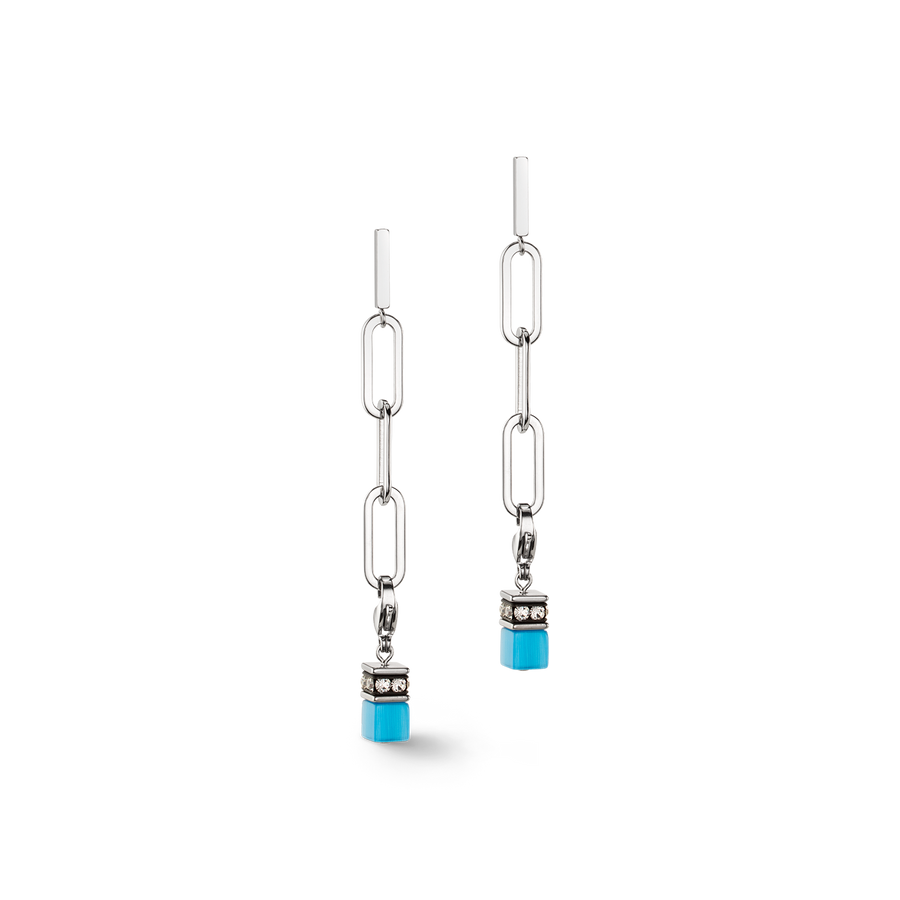 Happy Iconic Cube charm earrings silver pastel