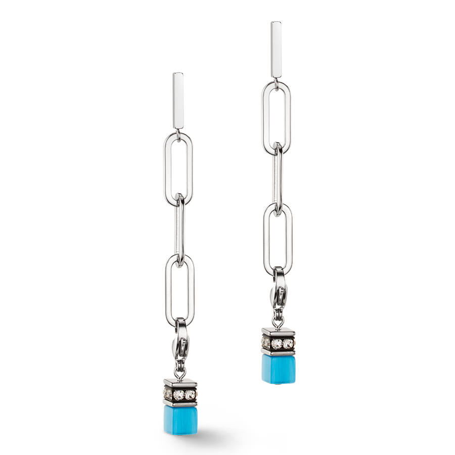 Happy Iconic Cube charm earrings silver pastel