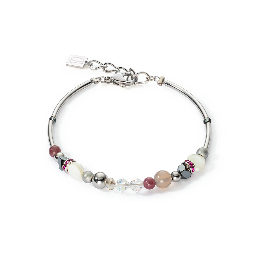 Bracelet Brilliant Square interchangeable Pendant Precious pink