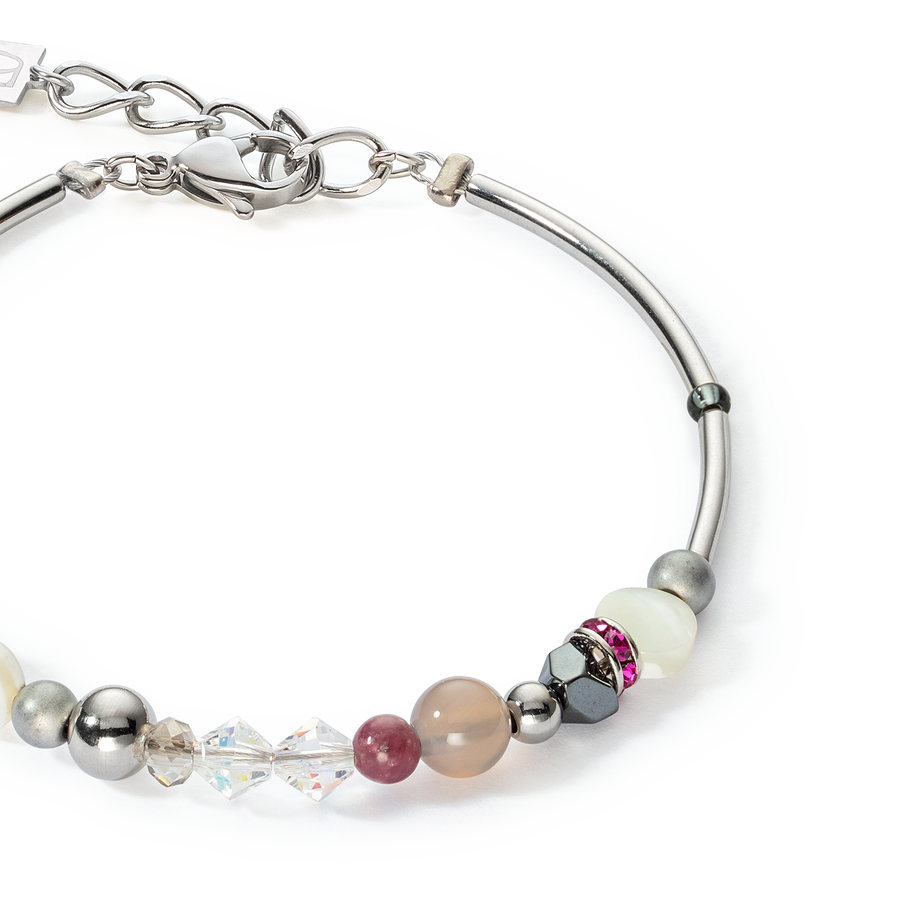 Bracelet Brilliant Square interchangeable Pendant Precious pink