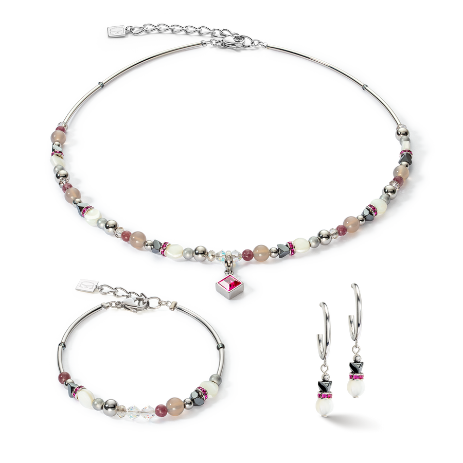 Bracelet Brilliant Square interchangeable Pendant Precious pink