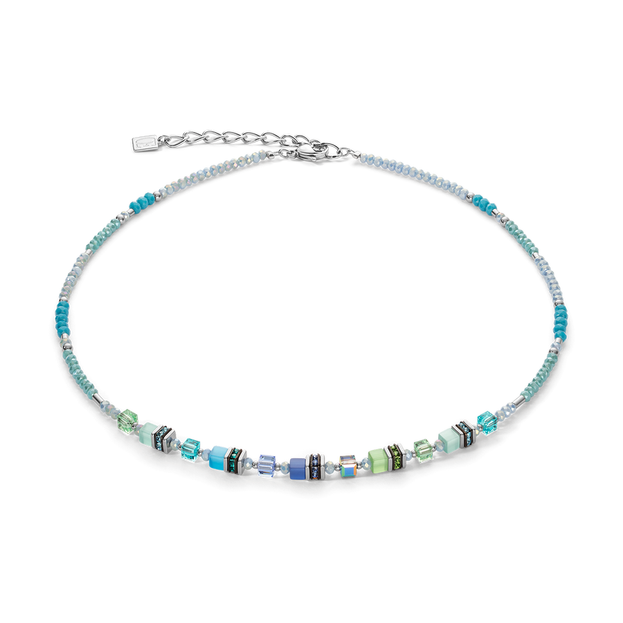 Necklace Cube Story Sparkling blue-green