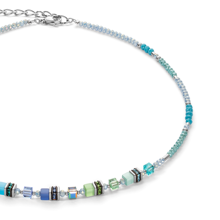 Necklace Cube Story Sparkling blue-green