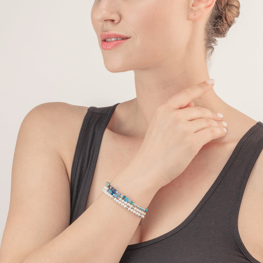 Jewellery Set Bracelets Cube Story Sparkling & Princess Pearls blue-green