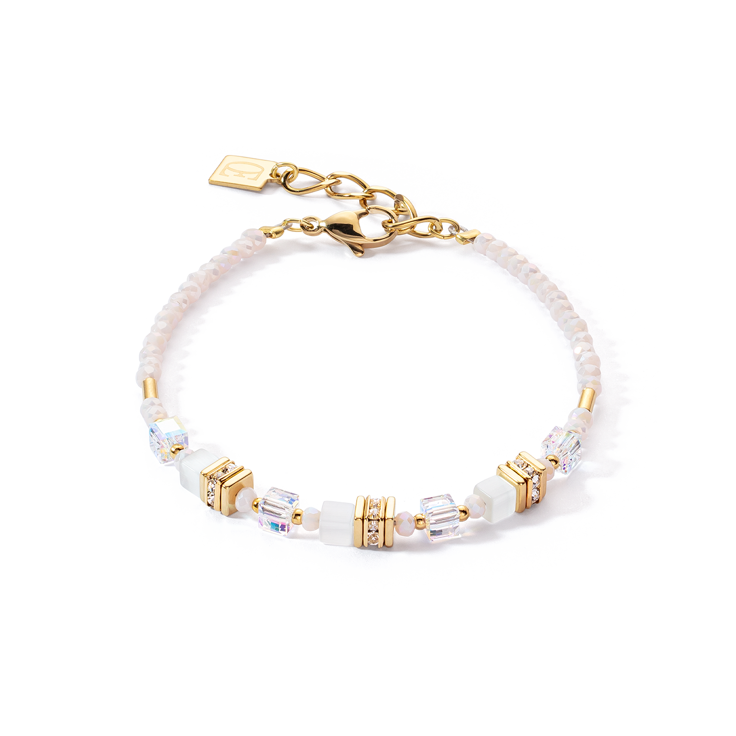 Mini Cubes bracelet gold white