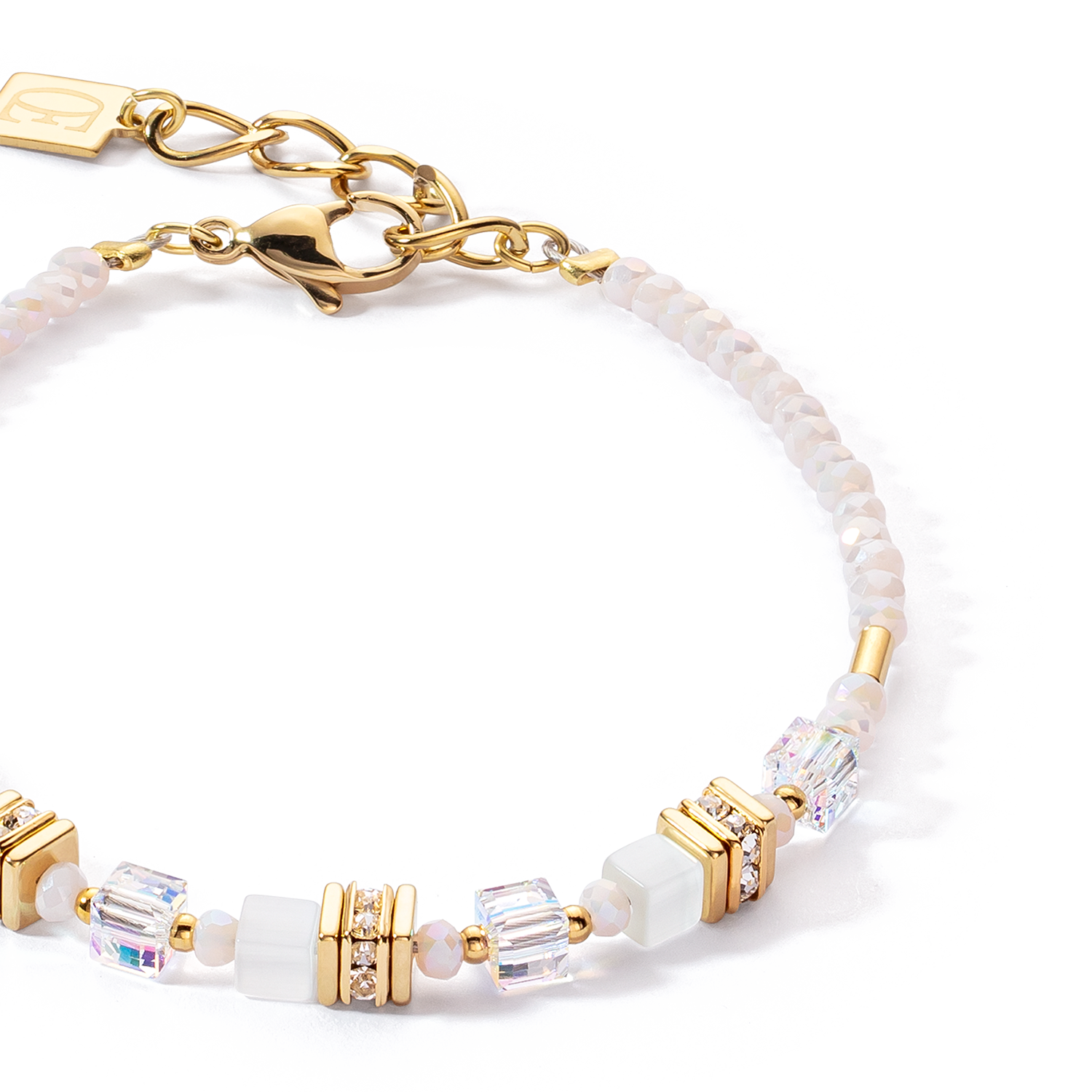 Mini Cubes bracelet gold white
