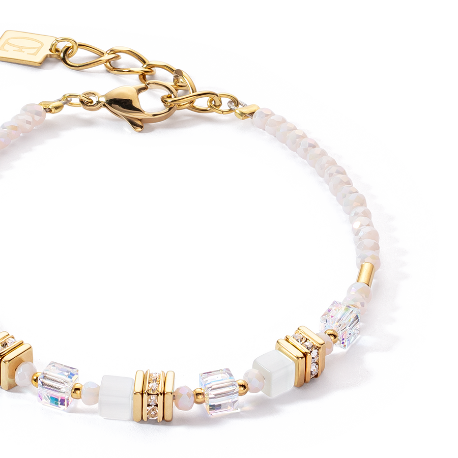 Mini Cubes bracelet gold white