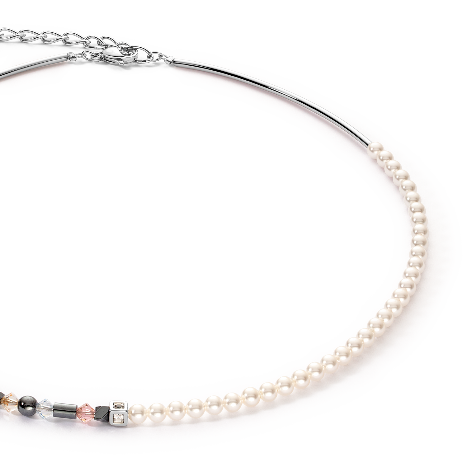 Necklace Princess Pearls Asymmetry aqua-pink