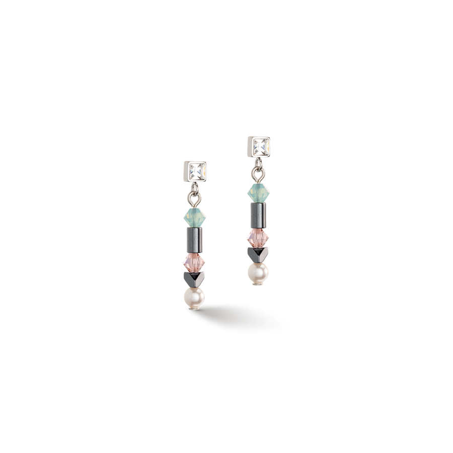 Earrings Princess Pearls Asymmetry aqua-pink