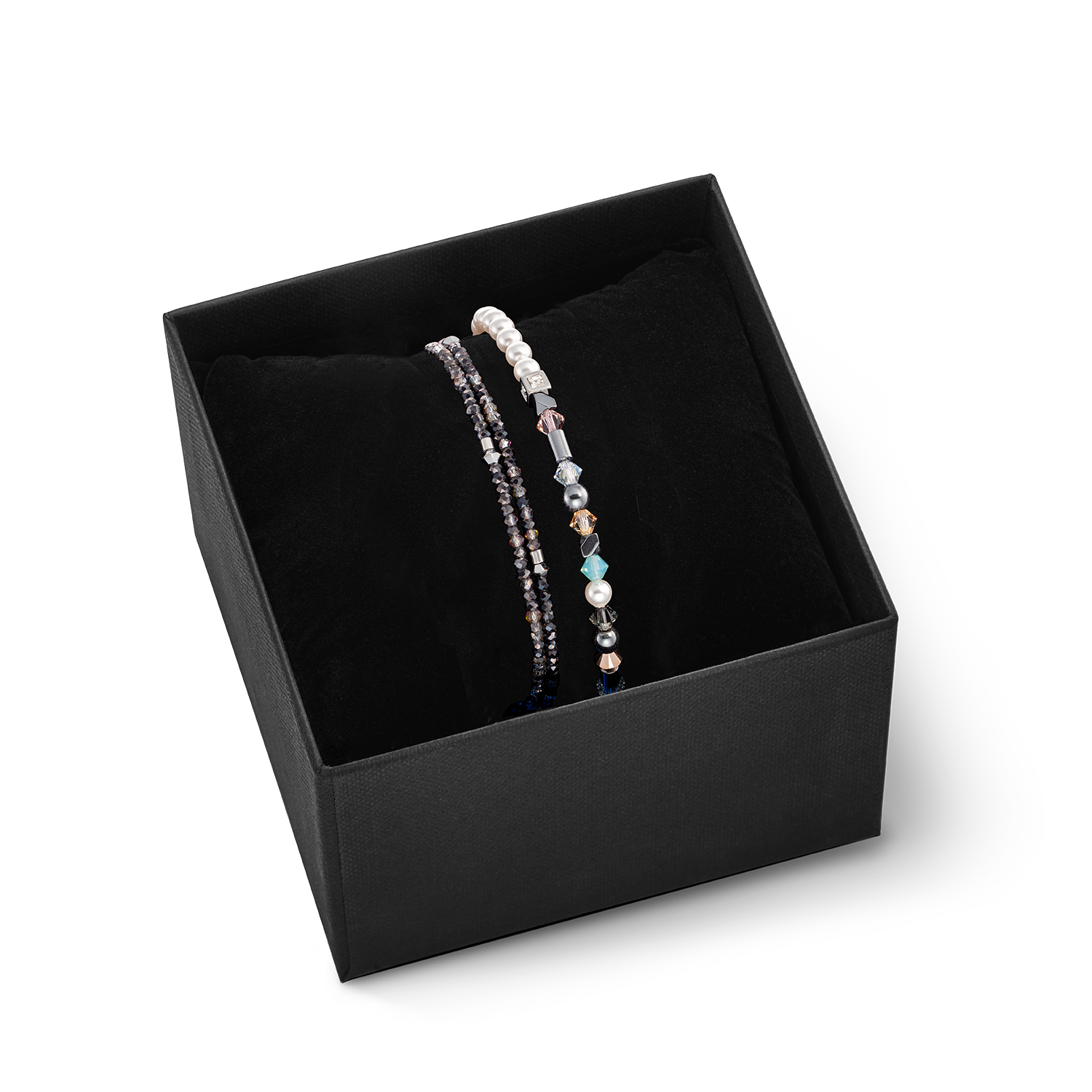 Jewellery Set Bracelets Princess Pearls Asymmetry & Sparkling Dot Delicate anthracite aqua-pink
