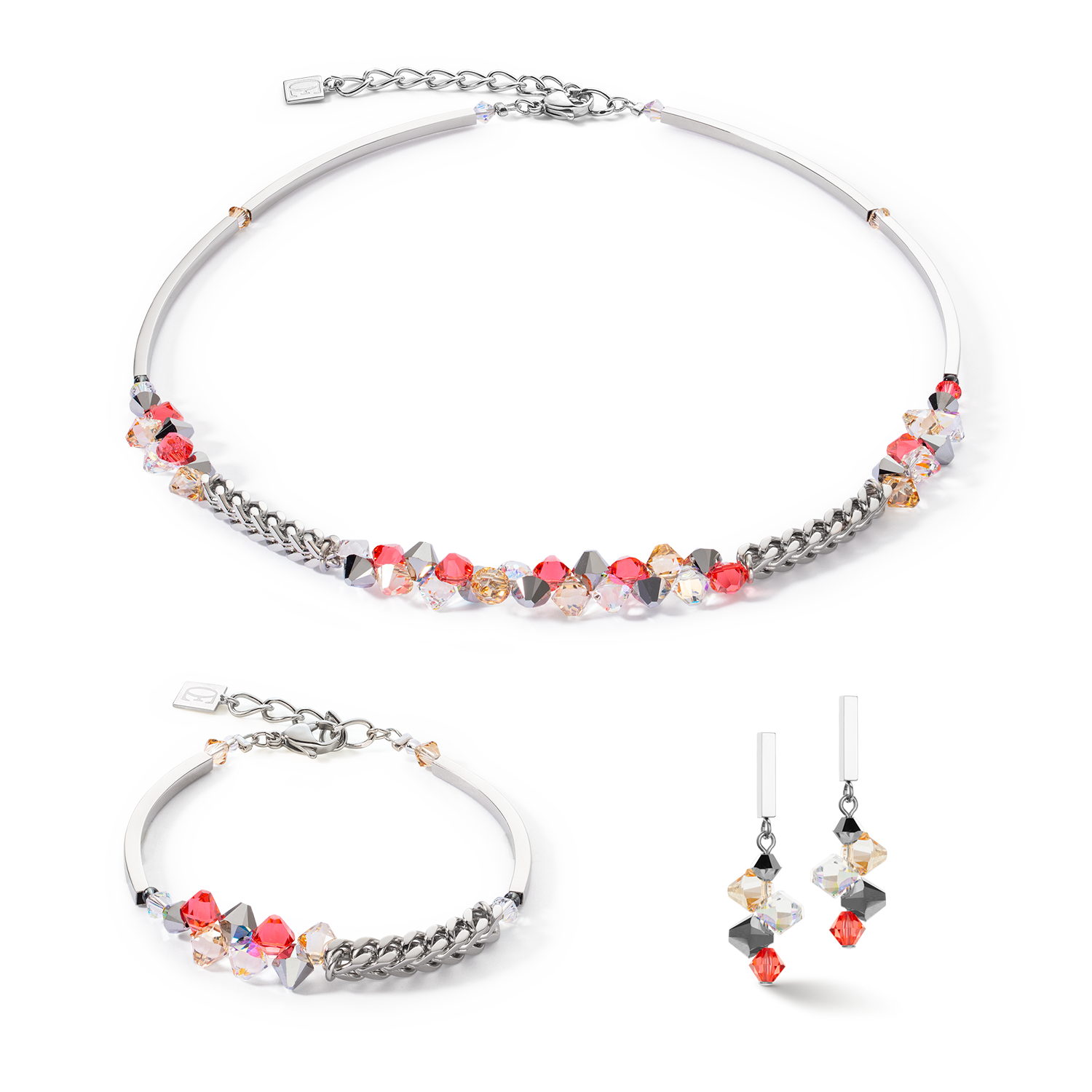 Dancing Crystals & Chunky Chain bracelet red