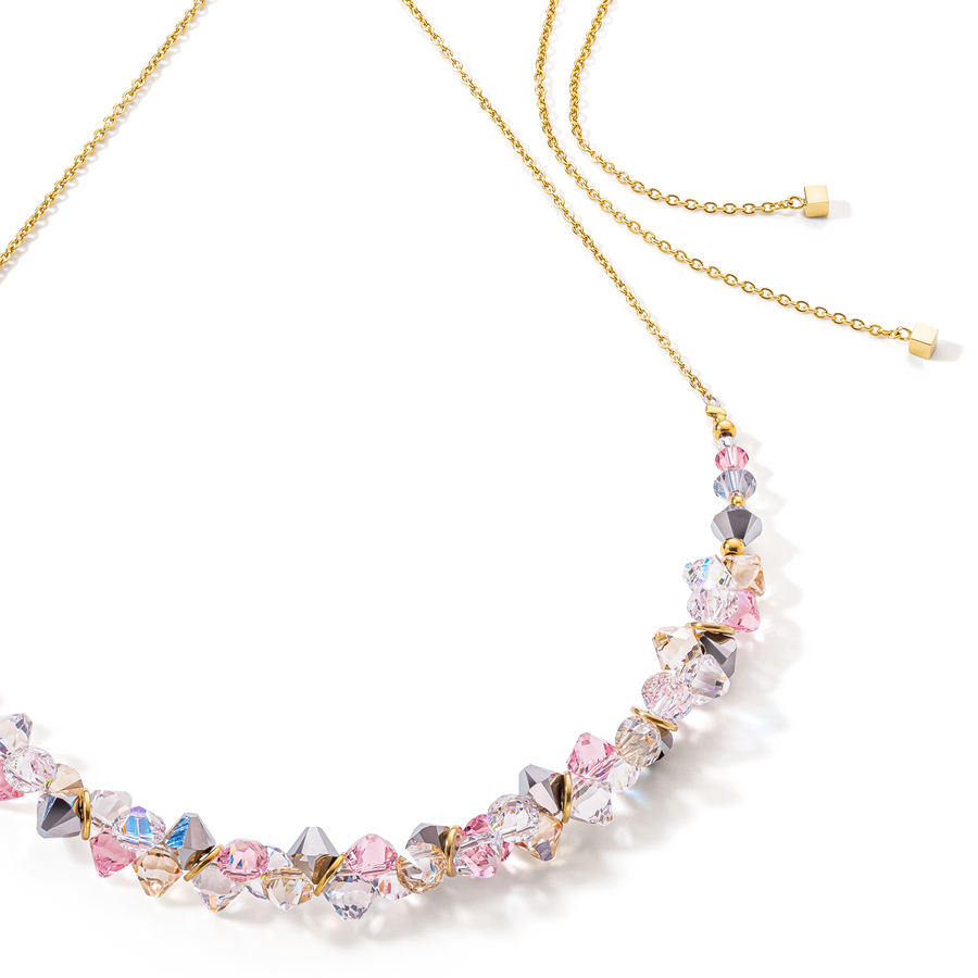 Dancing Crystals necklace gold light rose