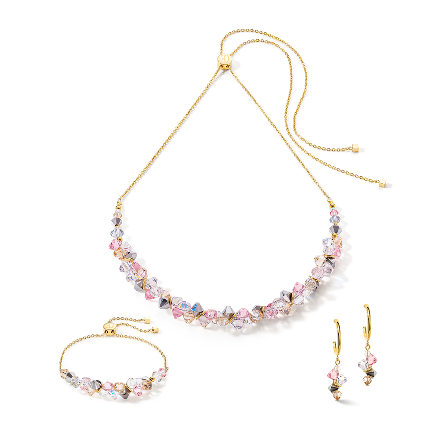 Dancing Crystals necklace gold light rose