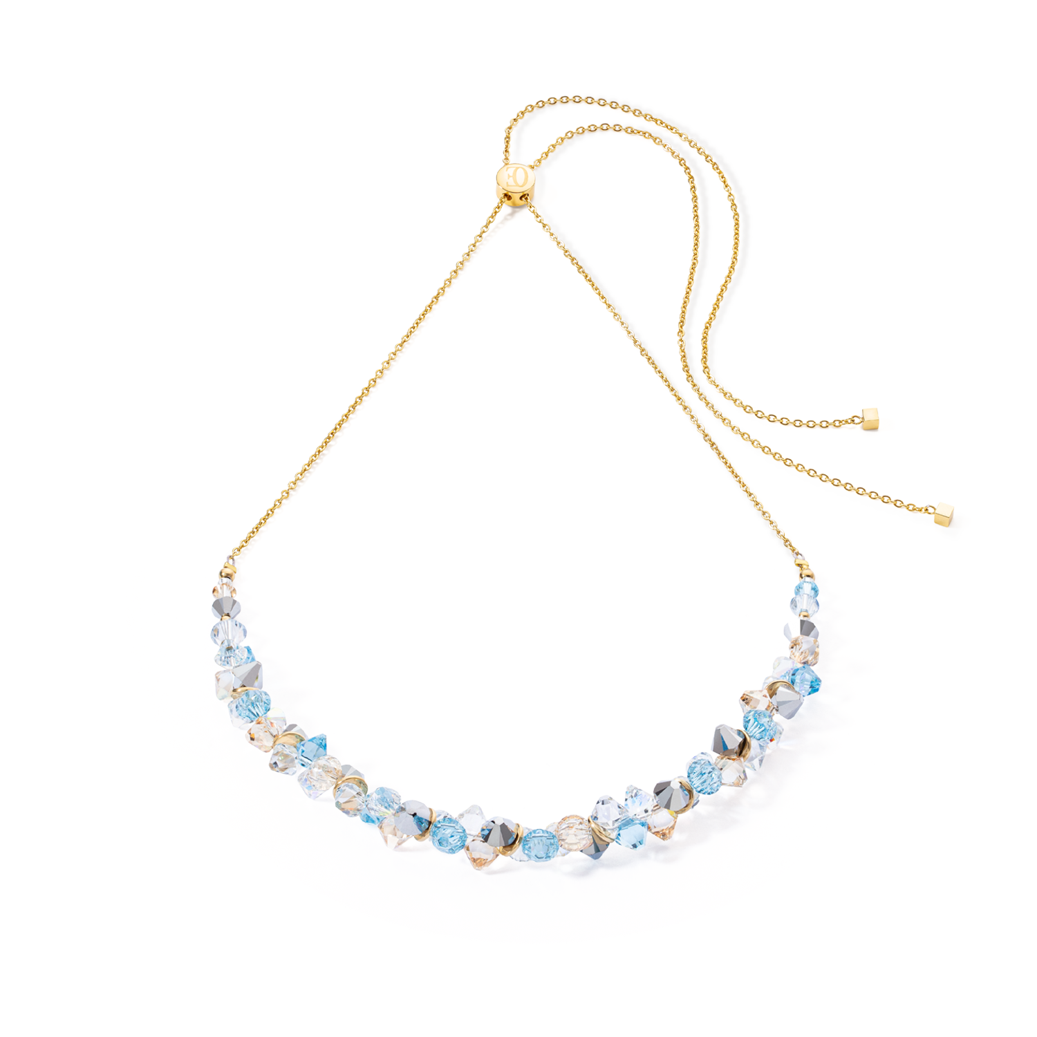 Dancing Crystals necklace gold aqua