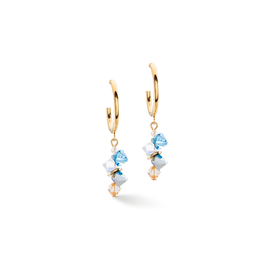 Dancing Crystals earrings gold aqua