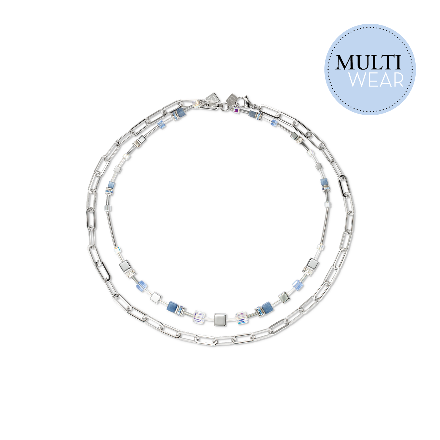 GeoCUBE® Fusion Chain necklace silver blue