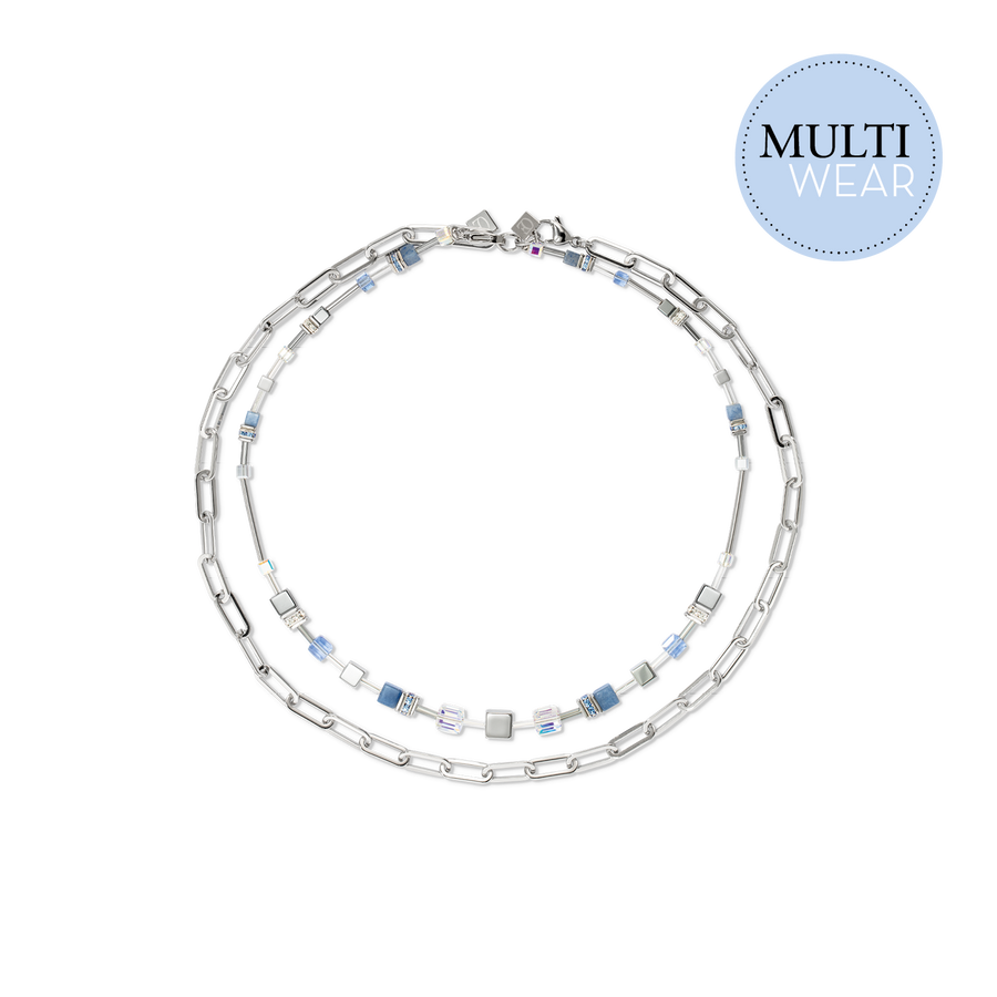 GeoCUBE® Fusion Chain necklace silver blue