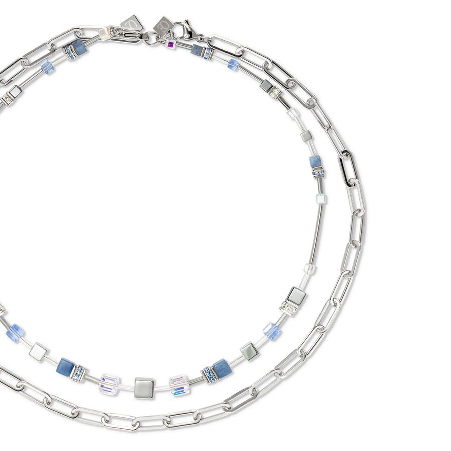 GeoCUBE® Fusion Chain necklace silver blue